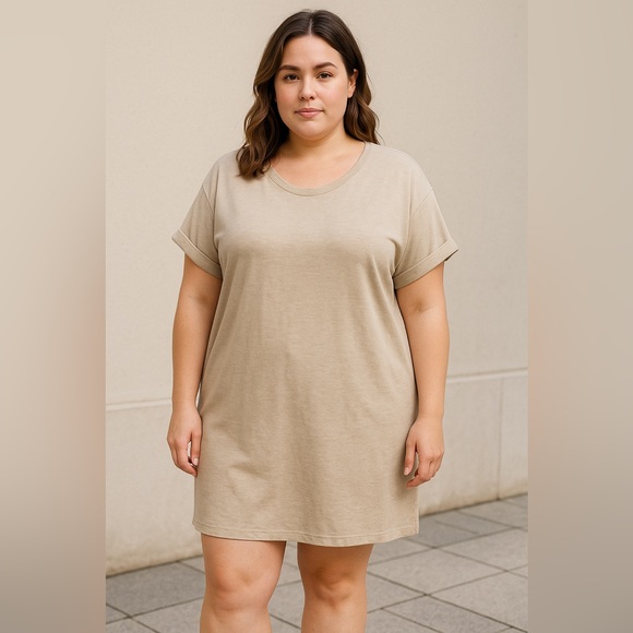 Calvin Klein Dresses & Skirts - Calvin Klein Beige T-Shirt Dress XL | Minimalist Casual Comfort AA07